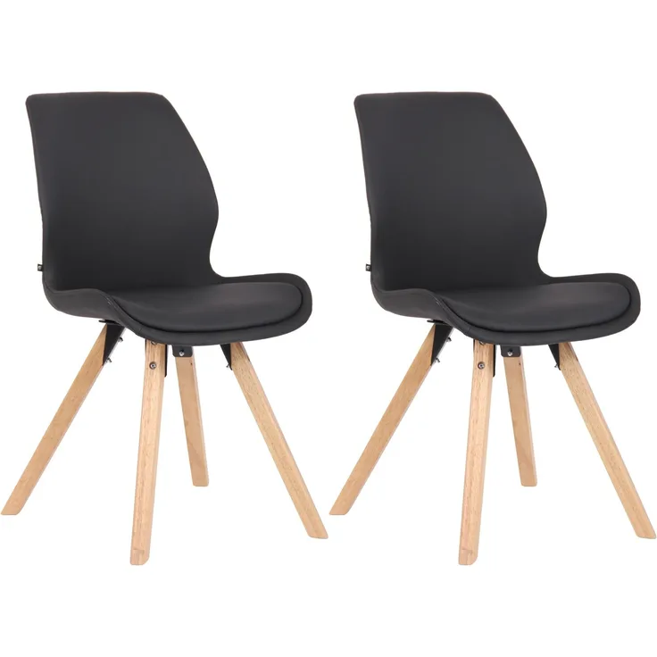 CLP 2er Set Stuhl Luna Kunststoff Stoff Samt Kunstleder,schwarz Kunstleder