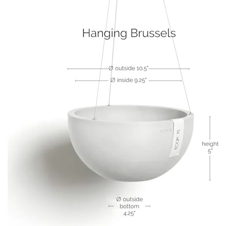 Ecopots Brussels Hängeampel Brussel, Blumentopf aus recyceltem Kunststoff, Ø 26,5 cm, Weiß – Bild 2
