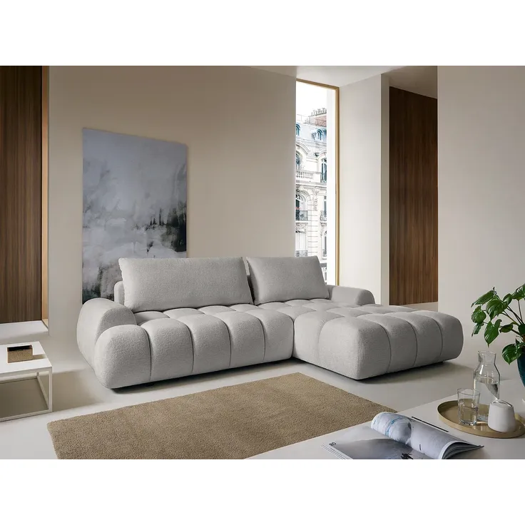 Vente-unique - FARNETA Sofa Stoff Grau - B 177 cm x H 86 cm x L 280 cm