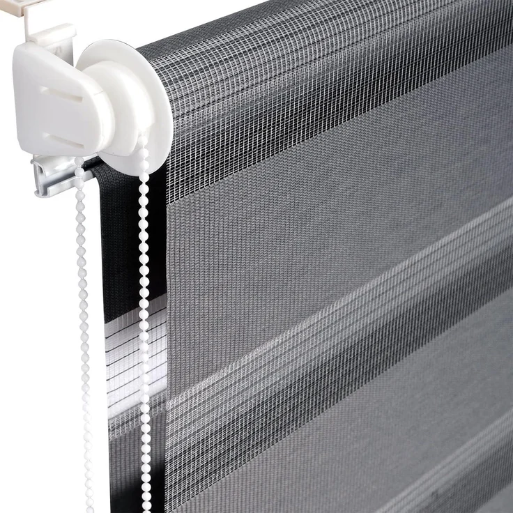 WOLTU Doppelrollo Klemmfix ohne Bohren Dunkelgrau 100x130 cm (BxH), Duo Rollo Zebrarollo Fensterrollo Klemmrollo Seitenzugrollo Easyfix lichtdurchlässig & verdunkelnd Rollos für Fenster und Tür – Bild 4