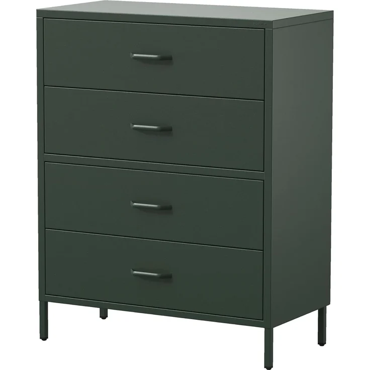 Jan Nowak Metall Kommode mit Schubladen - Carla | Komodenschrank für Schlafzimmer, Wohnzimmer, Kinderzimmer | Industrial Loft Style | Schubladenkommode Glitzernd | 80 x 101,5 x 40 cm | Flaschengrün – Bild 6