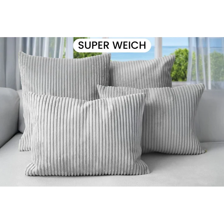 Amilian Dekokissen Sofakissen 4er Set mit Füllung - 2x 45x45 + 2x 35x45 cm, Hotelverschluss, waschbar, formstabil – Bild 2