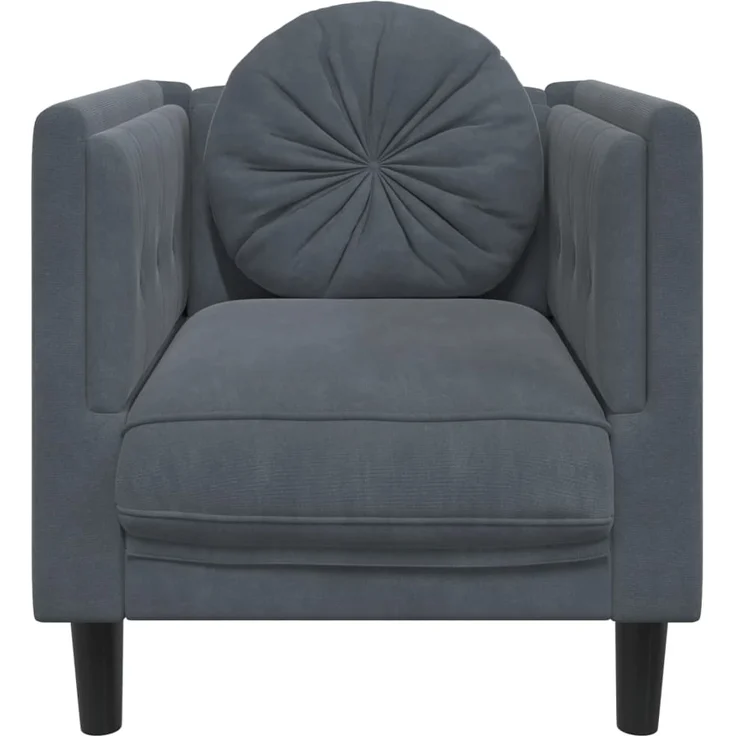 vidaXL Sessel mit Kissen Dunkelgrau Samt 372623 – Bild 3