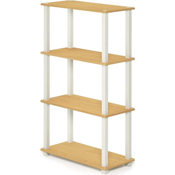 Furinno Mehrzweck-Regal mit 4 Ebenen, holz, Buche/Weiß, 29. 46x59. 94x109. 86 cm – Bild 1