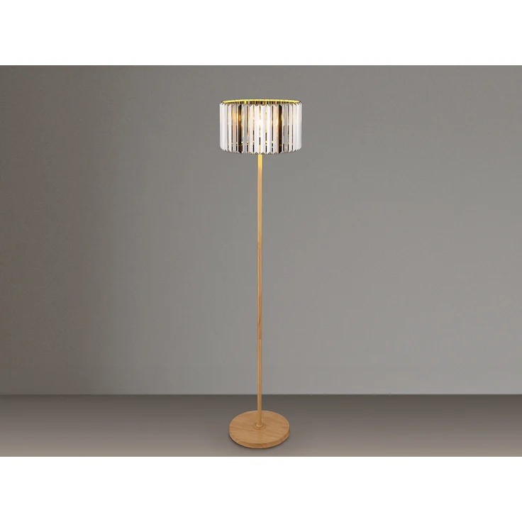 Moderne LED Stehlampe mit Lampenschirm aus Rauchglas Kristall, Höhe 150cm – Bild 3