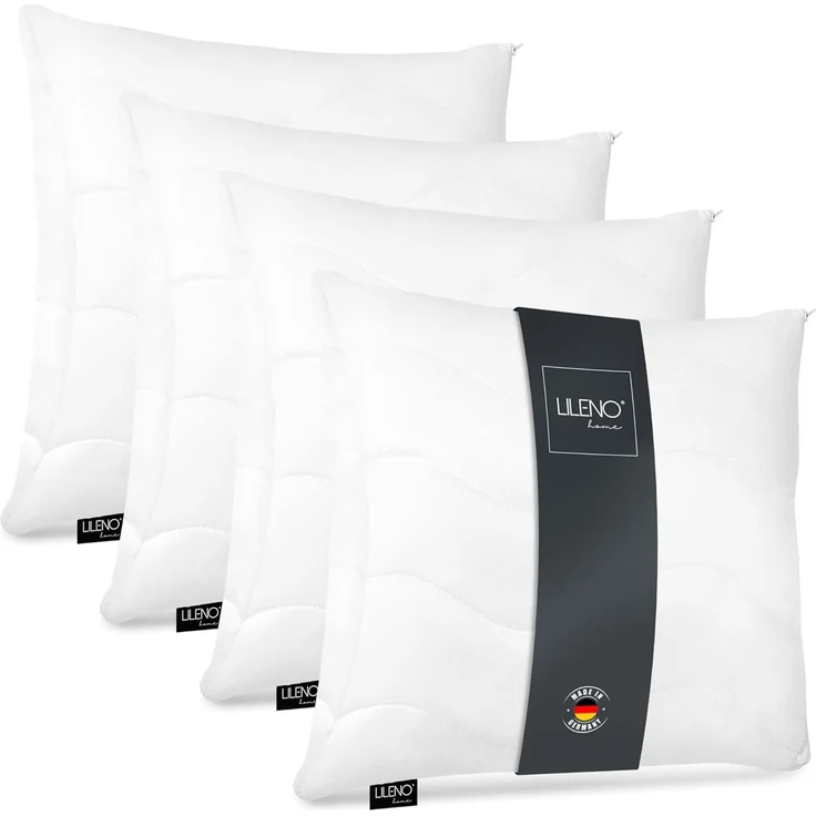 LILENO HOME Kissen 60x60 (4er Set) – 95 °C waschbar, Oeko-Tex & Made in DE – Allergiker Kopfkissen 60x60 anpassbar für himmlischen Schlaf – Haut schmeichelndes & geruchsfreies Pillow – Bild 1