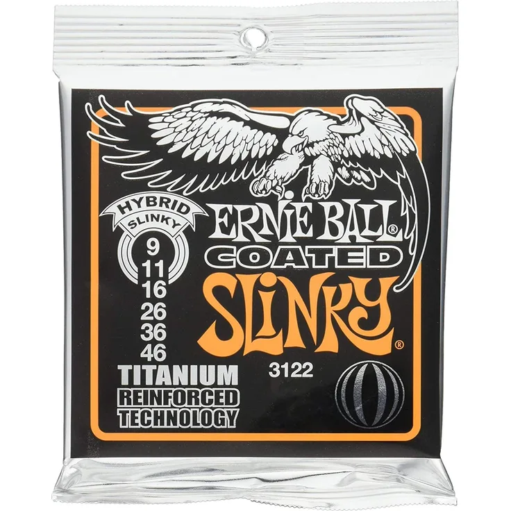 Ernie Ball Titanium Reinforced Coated Electric Strings (08-38/09-42/09-46/10-46/11-48) 09-46 Hybrid