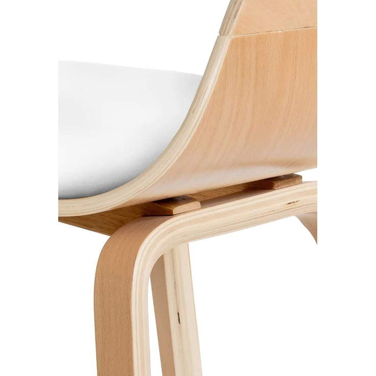 DELUKE® Besucherstuhl LONDON - 73x49x46cm, Natur/Weiß Kunstleder Holz Gestell Konferenzstuhl Wartezimmerstuhl – Bild 6