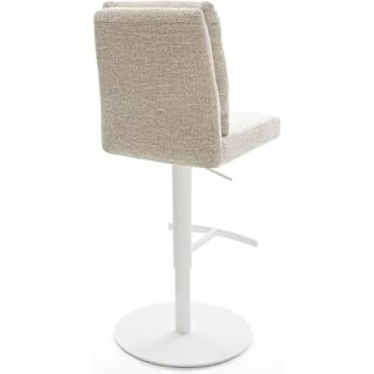 Barstuhl Pela-Flex Webstoff Soft Beige Drehfuß höhenverstellbar Metall Weiß – Bild 6