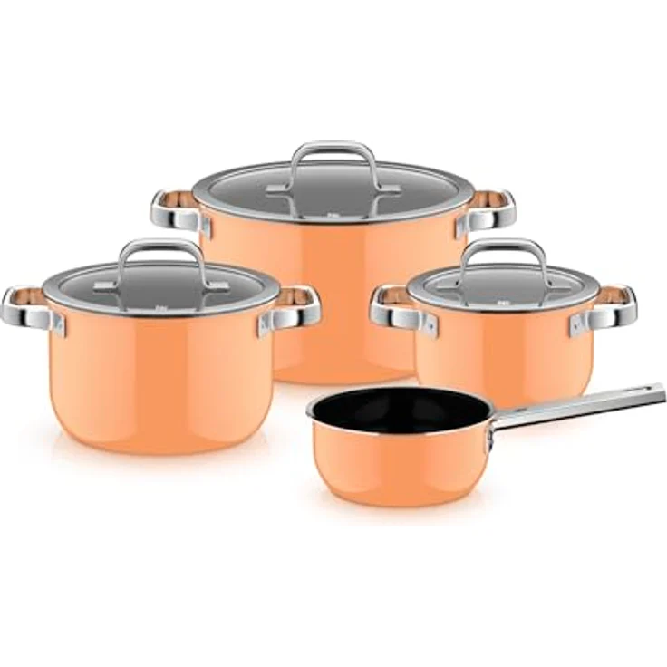 WMF Topf-Set Fusiontec Mineral Pro, 4-teilig, induktionsgeeignet, Papaya Orange, Made in Germany – Bild 1