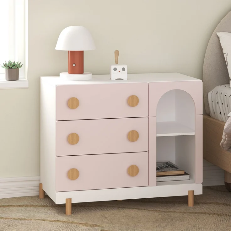 Kinderkommode Vaarentaa 3 Schubladen 2 Fächer Weiß/Cotton Candy [en. casa] – Bild 6