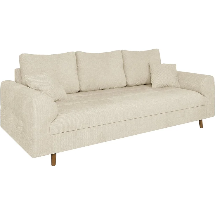 S-Style Möbel 3-Sitzer Sofa Kristian mit Braun Holzfüßen aus Chenille-Stoff, mit Wellenfederung – Bild 5