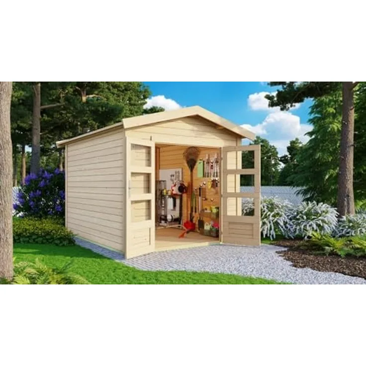 Karibu Holz Gartenhaus "Theres 3", naturbelassen, 2,4x2,4 m (B x T),ohne Anbaudach