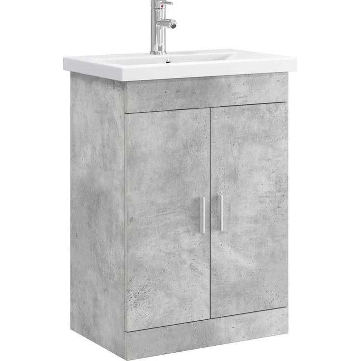 vidaXL Badezimmermöbel-Set Betongrau 61 x 40 x 84,5 cm Holzwerkstoff 3404353 – Bild 2