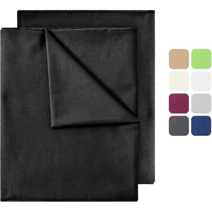 GREEN MARK Textilien Betttuch gewebtes Leintuch Betttuch, 100% Baumwolle, Gummizug: ohne, (1 Stück), weich und pflegeleicht, viele Variationen, 140x200 cm, Schwarz – Bild 3