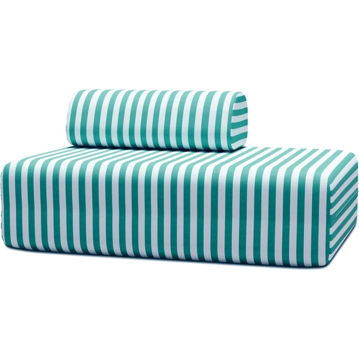 Zweisitzer-Gartensofa mit Streifen in Weiß und Türkisblau – Bild 1