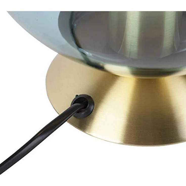 QAZQA Pallon Art Deco Tischlampe Messing mit blauem Glas, Kugel-Design, dimmbar, E27, 23 cm hoch – Bild 8