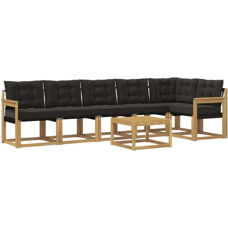 vidaXL Outdoor-Sofagarnitur 7 stk. 6-Sitzer Weiß und Schwarz 3389542 – Bild 2