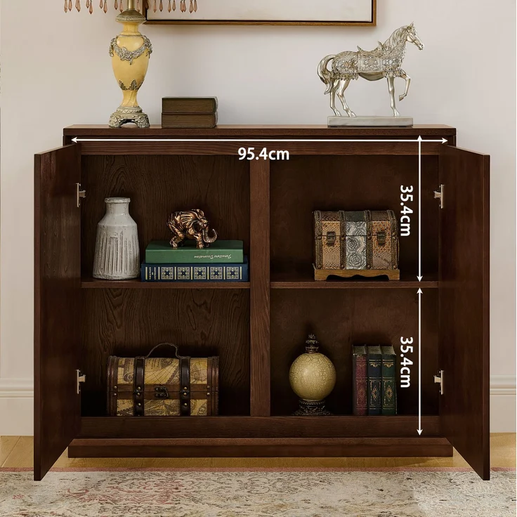 DESVIAE Sideboard Walnuss aus Massivholz/MDF – 109,22x54,94x17,78 cm – V-Rillen – Bild 9