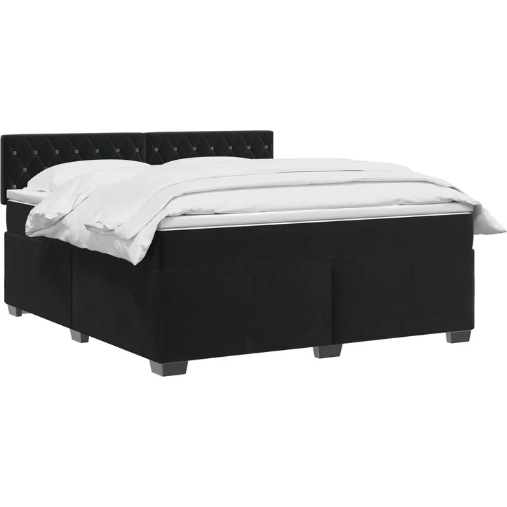 vidaXL Boxspringbett mit Matratze Schwarz 140 x 190 cm Samt 3450706 – Bild 3