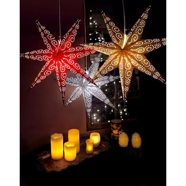 Papierstern mit Licht 'Antique' 60x60 cm,1 St. – Bild 4