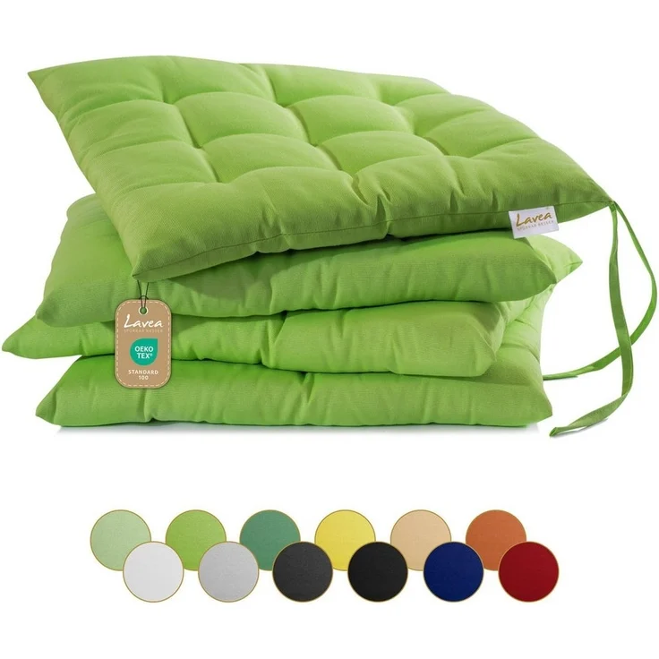 Lavea Stuhlkissen MONACO, Sitzkissen 4er Set – 40x40 cm, mit Stoffbändern, Outdoor & Indoor – Bild 5