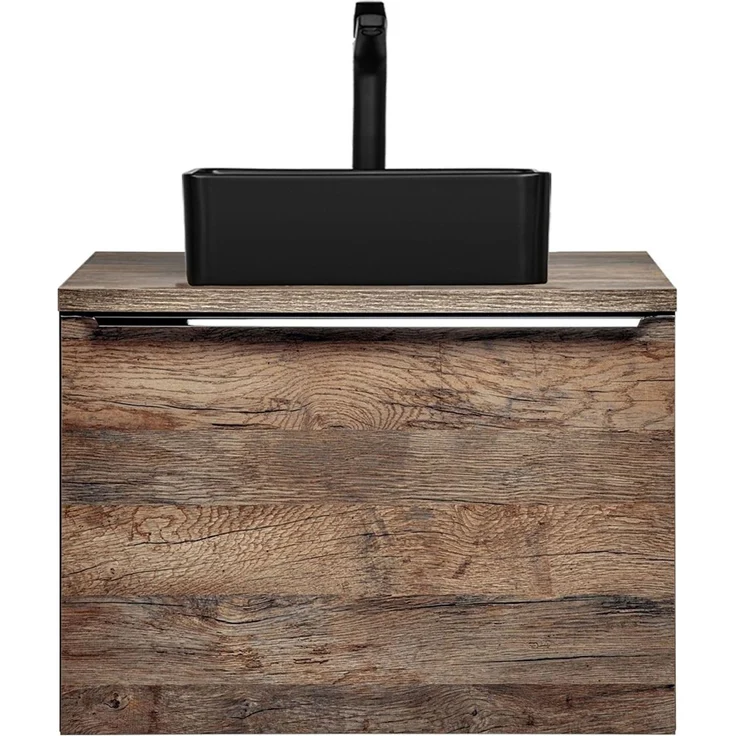 Waschtischunterschrank 60cm mit 40cm Keramikbecken PUEBLA-56 Vintage Oak, B/H/T ca. 60,4/61,5/46 cm – Bild 8