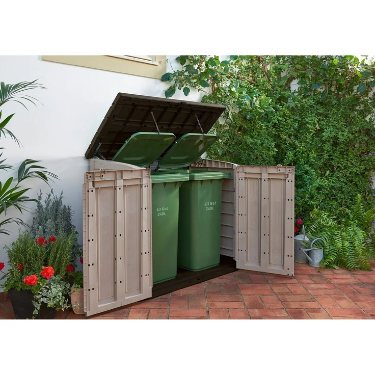 Keter Mülltonnenbox Keter Mülltonnenbox STORE IT OUT MAX Braun, 1200 L, 2x240 L Tonne – Bild 2