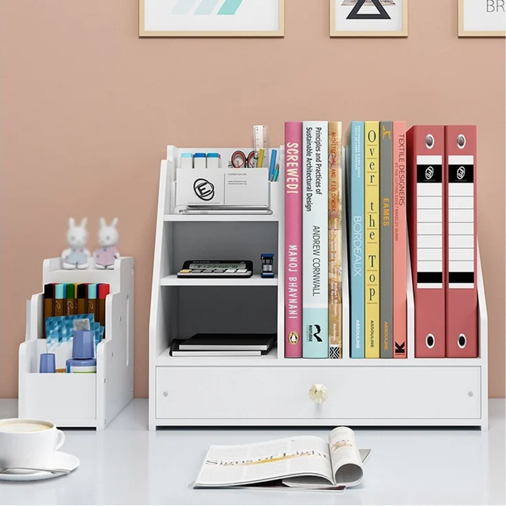 TUWENA Aufbewahrungsdose Schreibtisch Organizer mit Stifthalter & Schublade,Schreibtischaufsatz, Mehrzweck-Dokumentenablage,Aufbewahrungsregal,für Zuhause, Büro, Schul – Bild 4