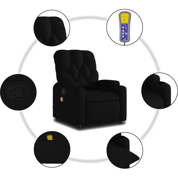 vidaXL Massage-Relaxsessel, schwarzer Stoff 3206066 – Bild 5