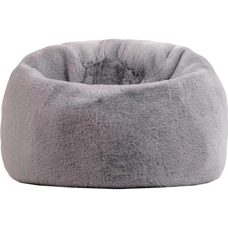 Icon Kingston Sitzsack Kinder, Hellgrau, Flauschiger Kunstpelzstoff, Sitzsack Flauschig mit Füllung, Bequemer Kinder Sessel, Kuschelsessel, Lese Sessel, Schlafzimmer, Kinderzimmer, Spielzimmer – Bild 6