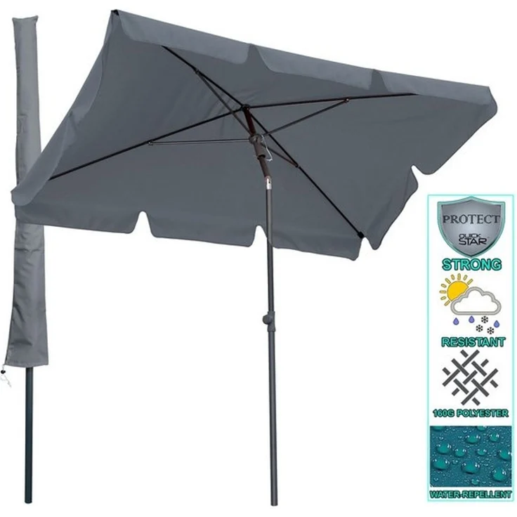 Quick Star Sonnenschirm Sonnenschirm 2x1,25m Rechteckig inklusiv Schutzhülle, LxB: 125x200 cm, Mit Schutzhülle, Abknickbar, Drehbar, Höhenverstellbar – Bild 4