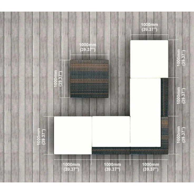 PureHaven Rattangarnitur 300x300 cm elegant geformt strapazierfähig und extra stabil inkl. Sitz- und Rückenkissen creme-weiße Sitzauflagen – Bild 6