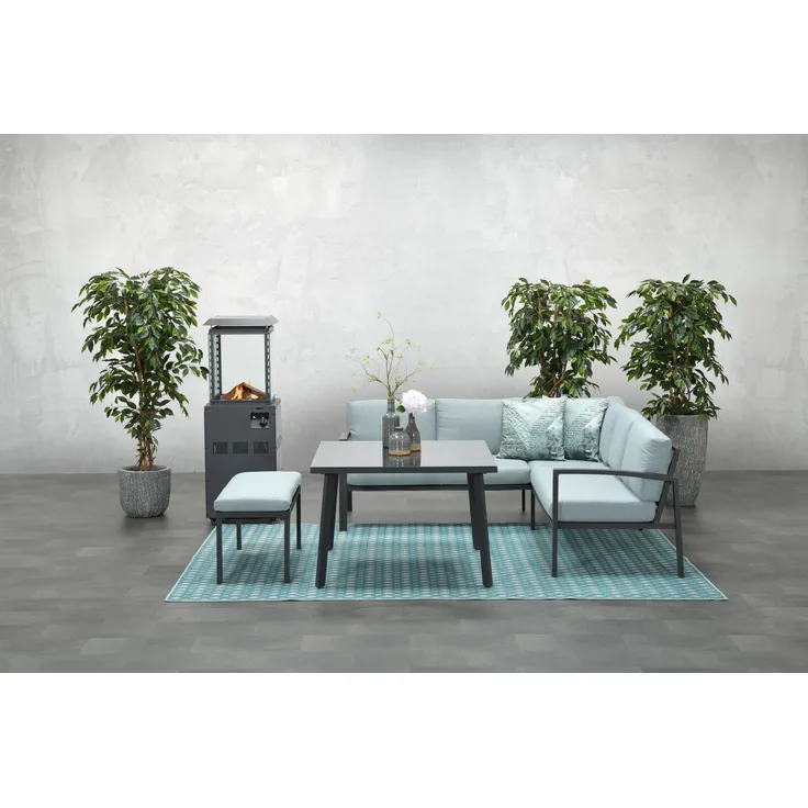 Garden Impressions Dining-Ecklounge "Petone" inkl. Ecksofa, Bank und Tisch, grau / mint