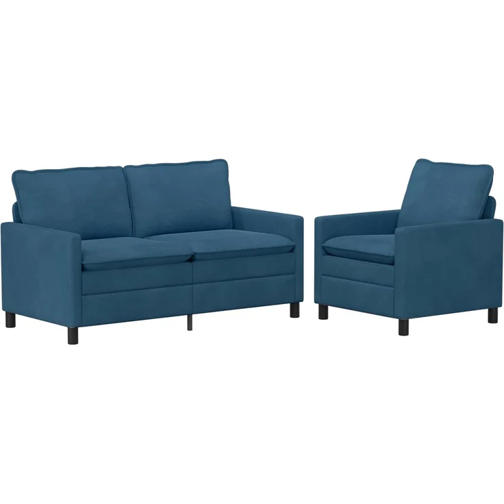 vidaXL Sofa Set 2 pcs Blau Samt 3417075 – Bild 2