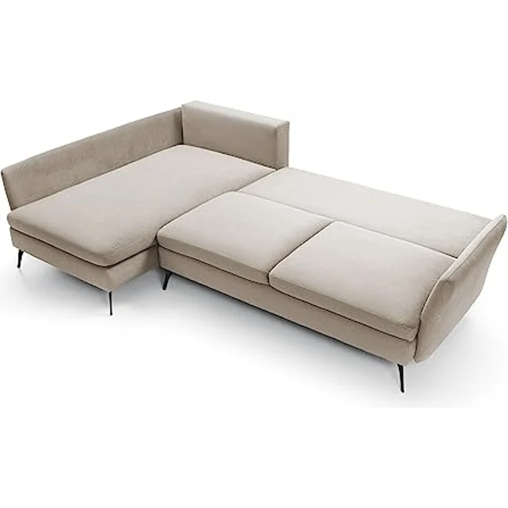 Ecksofa DEMISBAL mit Schlaffunktion, Bettkasten, Beige, rechtsseitig – Bild 4