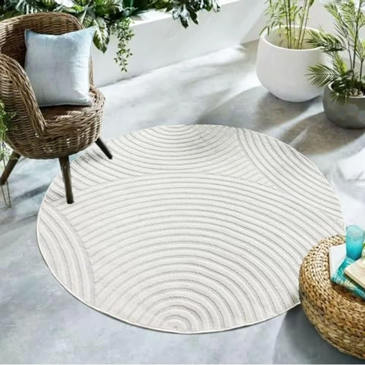 Vimoda Teppich Kurzflor Modern 3D Motiv, Uni Creme, Rechteckig, Höhe: 10 mm, Teppich Skandinavisches Design Uni, Wohnzimmer, Schlafzimmer& Küche – Bild 9