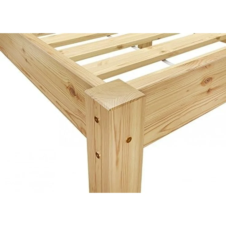 ERST-HOLZ Bett Ehebett Landhaus Kiefer Massivholz 180x200 mit Rost, Kieferfarblos lackiert – Bild 4