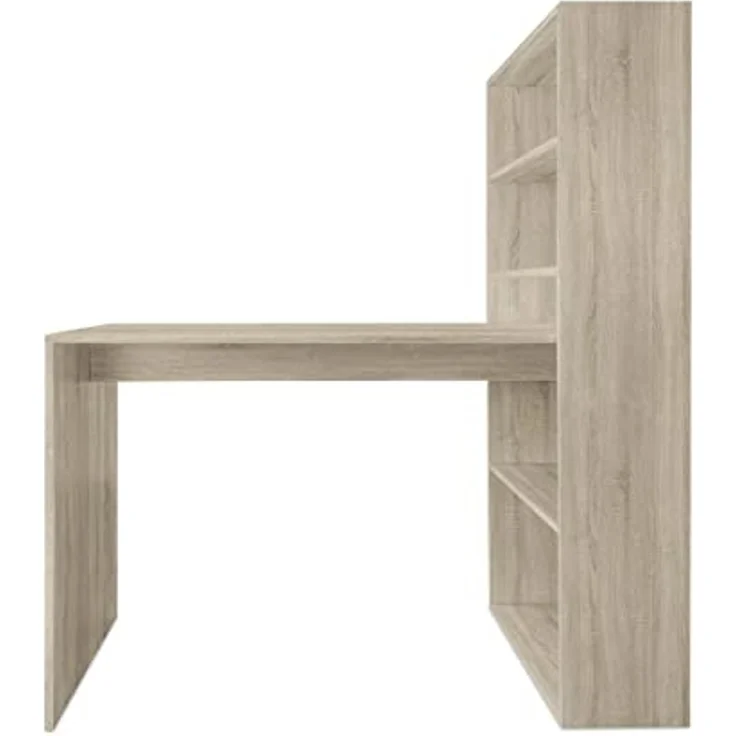 DUÉRMETE ONLINE Cambria, Schreibtisch mit Regal, Computertische, Farbe, praktisch und funktional, Holz, 122 x 53,2 x 140 cm – Bild 5