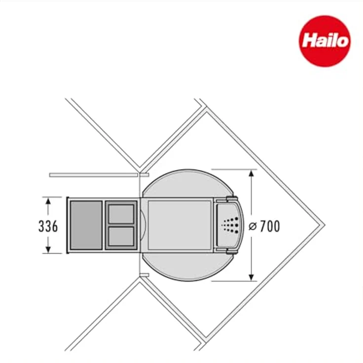 Abfallsorter RONDO-1 Plus / Hailo Rondo 90. 2/36 (3645-12) / Abfalleimer / Abfallsammler / Mülleimer / Eckschrank – Bild 5