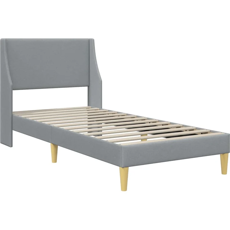 vidaXL Bettgestell mit Matratze Hellgrau 90 x 190 cm Polyester 3414709 – Bild 4