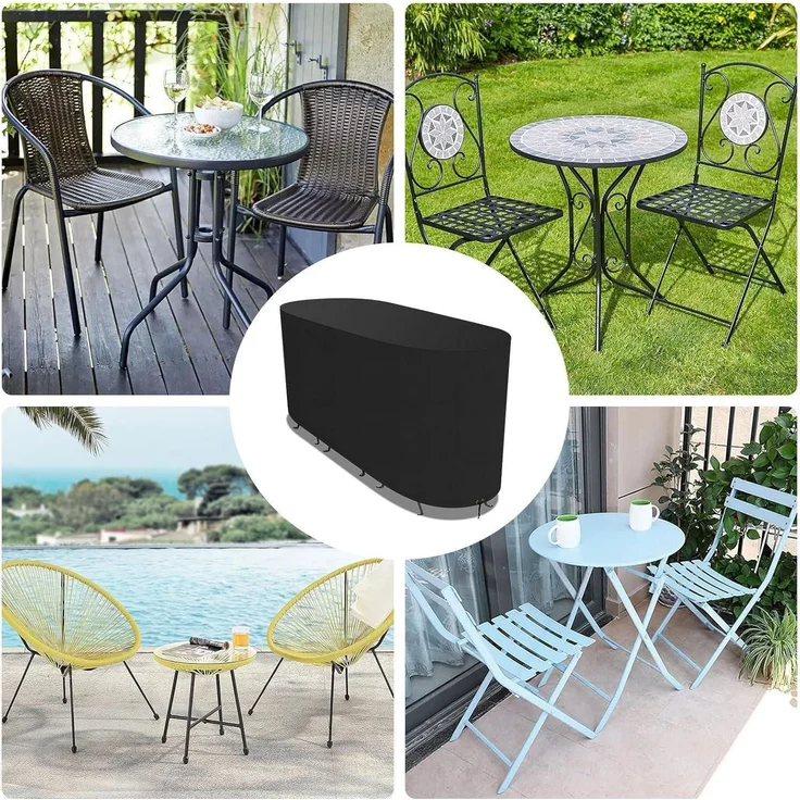 Großes Bistro Set Abdeckung wasserdicht UV-geschützt 420D Oxford Stoff Schwarz – Bild 7