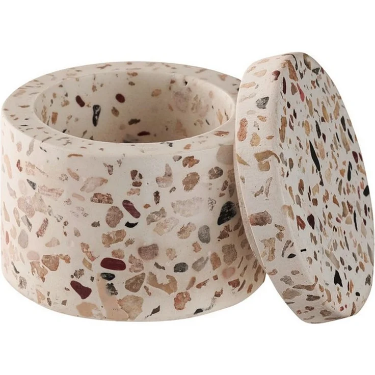 APS Butterdose 2er Set TERRAZZO, Steinzeug, (Set, 2-tlg), Beton, Ø 6 cm, H: 5 cm, 40 ml, Unikat – Bild 3