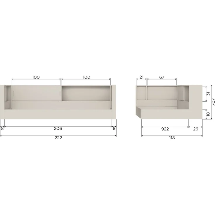 Bettgestell Carter aus FSC-Kiefer, modern mit Stauraum, weiß lackiert, 215 x 118 x 67 cm – Bild 8