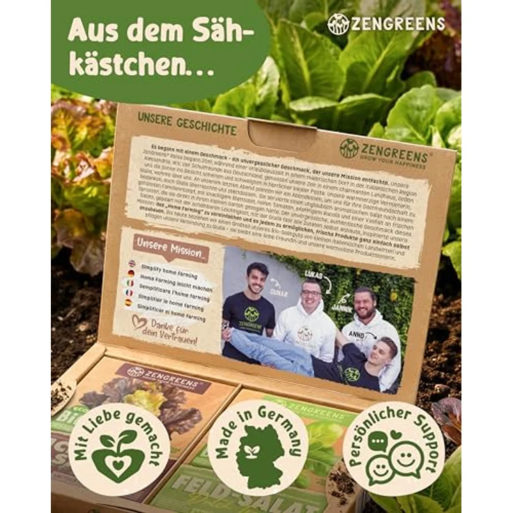 ZenGreens® - Bio Salatgemüsesamen im 20er Set - 20 Salat Gemüse Samen für den einfachen Anbau im Garten, Balkon oder Hochbeet - Pflanzensamen - Saatgut – Bild 6