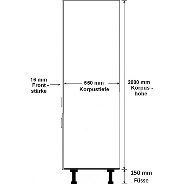 Küche NESSA Hochschrank 60 cm Anthrazit Küchenzeile Küchenblock Einbauküche – Bild 3