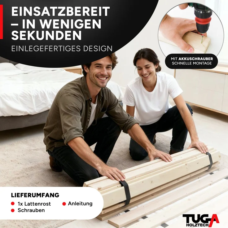 TUGA - Holztech Marken Rollrost Lattenrost 70x200cm 300kg Bettrost – Bild 6