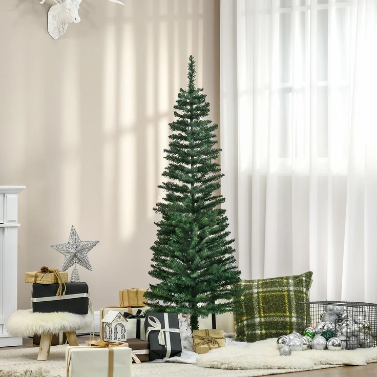 HOMCOM Weihnachtsbaum, Kunststoff, Metall, Grün, Ø46 x 150H cm – Bild 8