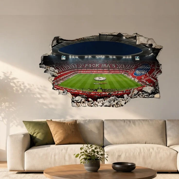 FC Bayern München 3D-Wandtattoo FC Bayern München Wandsticker Fußball Stadion Allianz Arena Pack Ma's, selbstklebend, rückstandslos entfernbar – Bild 1