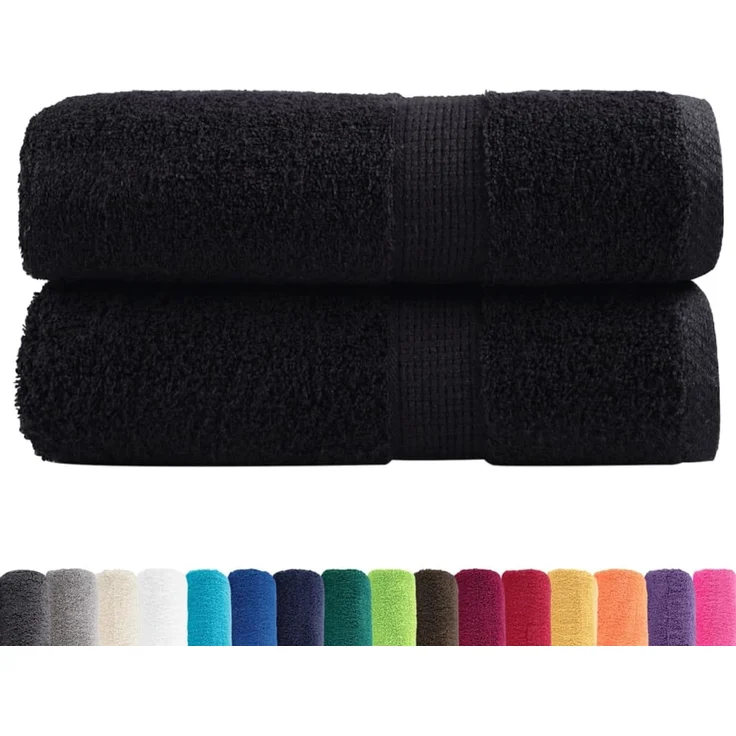 vidaXL Premium Waschhandtücher SOLUND 2 Stück Schwarz 30x30 cm 600 g/m² 137419 – Bild 2